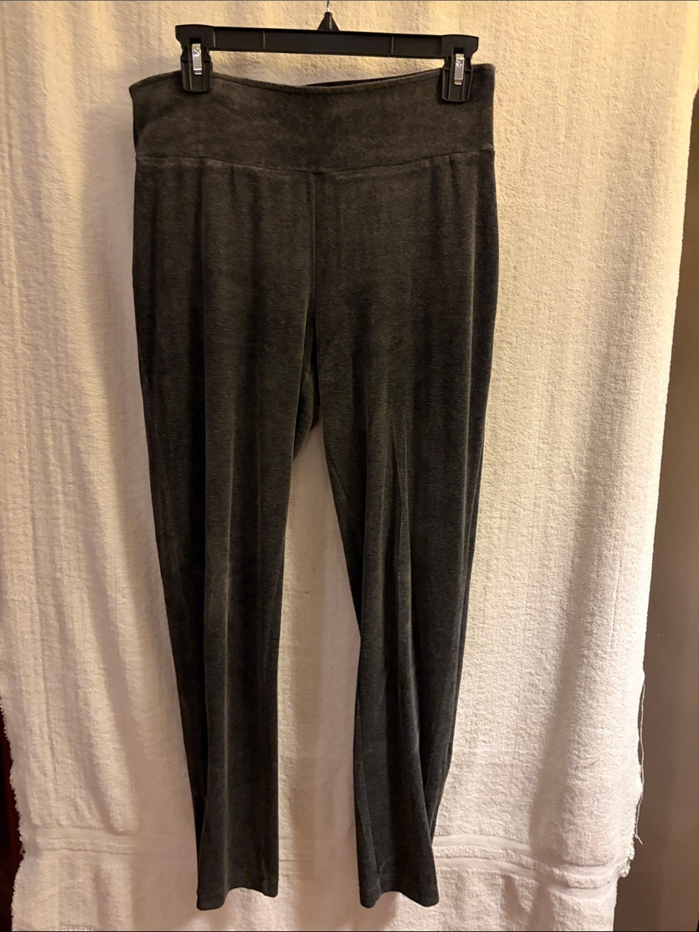 Talbots Charcoal Velvet-Look Wide Waistband Leggings